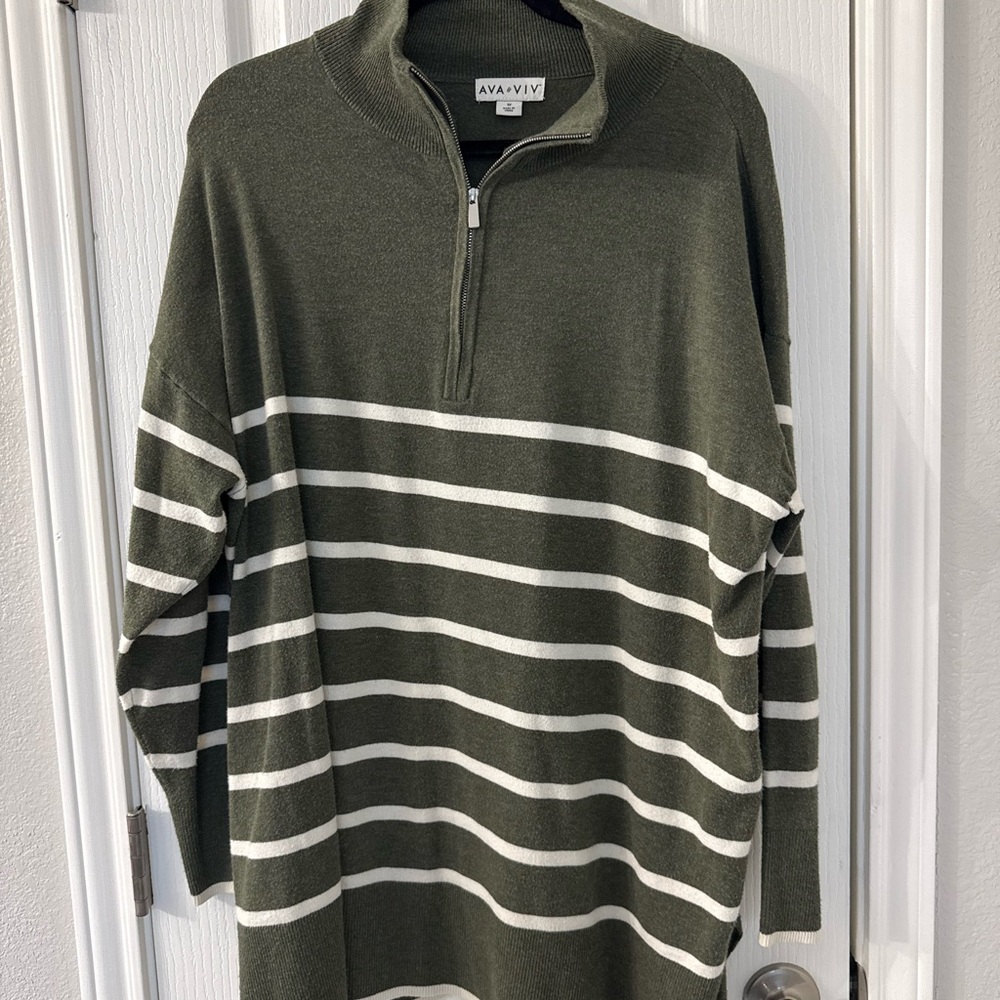 Ava & Viv Olive Striped Sweater